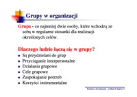 Model organizacji - podsystem społeczny, wykład