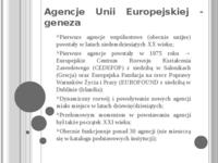 Agencje UE-geneza
