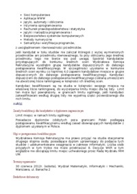 Zasady kwalifikacji na stopnia drugiego stopnia, Informatyka, Uniwersytet Warszawski, Warszawa. 