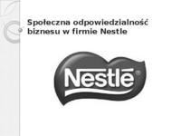 Społeczna odpowiedzialność biznesu -  firma Nestle