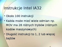 Elektronika cyfrowa i mikroprocesory - prezentacja - Instrukcje Intel IA32, Zestawy instrukcji