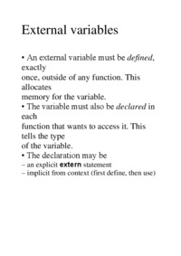 External variables - examples
