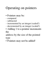Operating on pointers  - overview