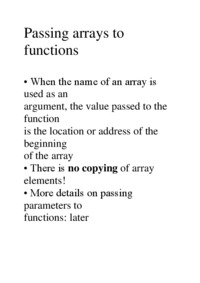 Passing arrays to functions