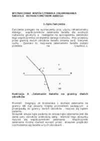 Wyznaczanie współczynnika załamania światła refraktometrem Abbego