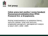 Instrumenty oceny kondycji finansowej przedsiębiorstwa PPHU Promerol S.A. w Kryspinowie - prezentacja