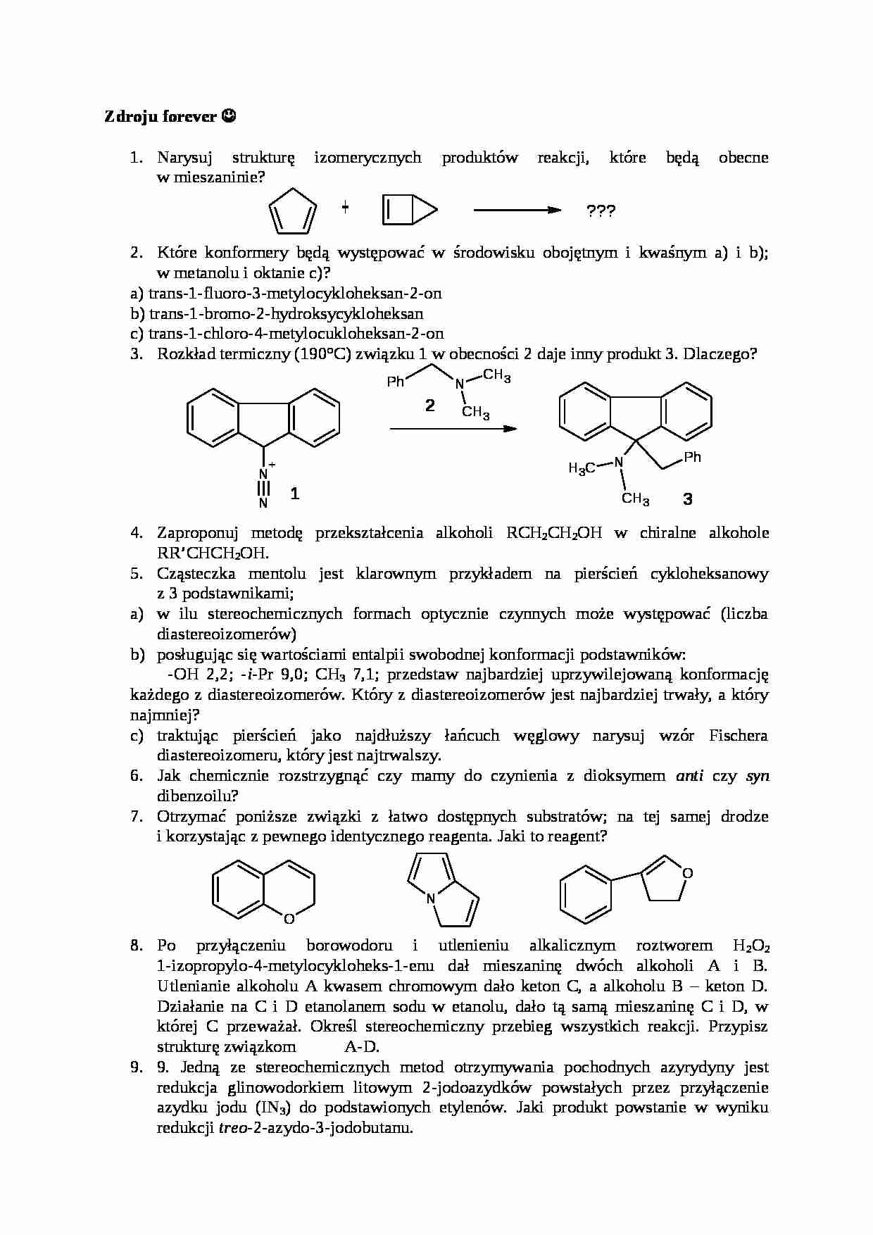 Pytania na egzamin - Stereochemia - strona 1