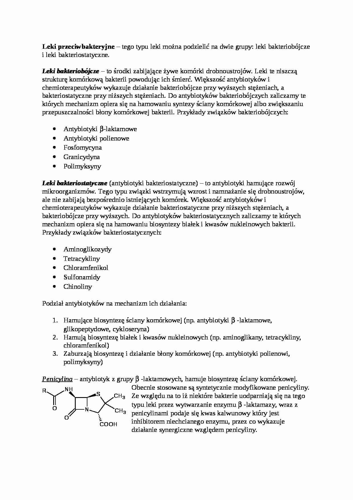 Leki przeciwbakteryjne - wykład - strona 1