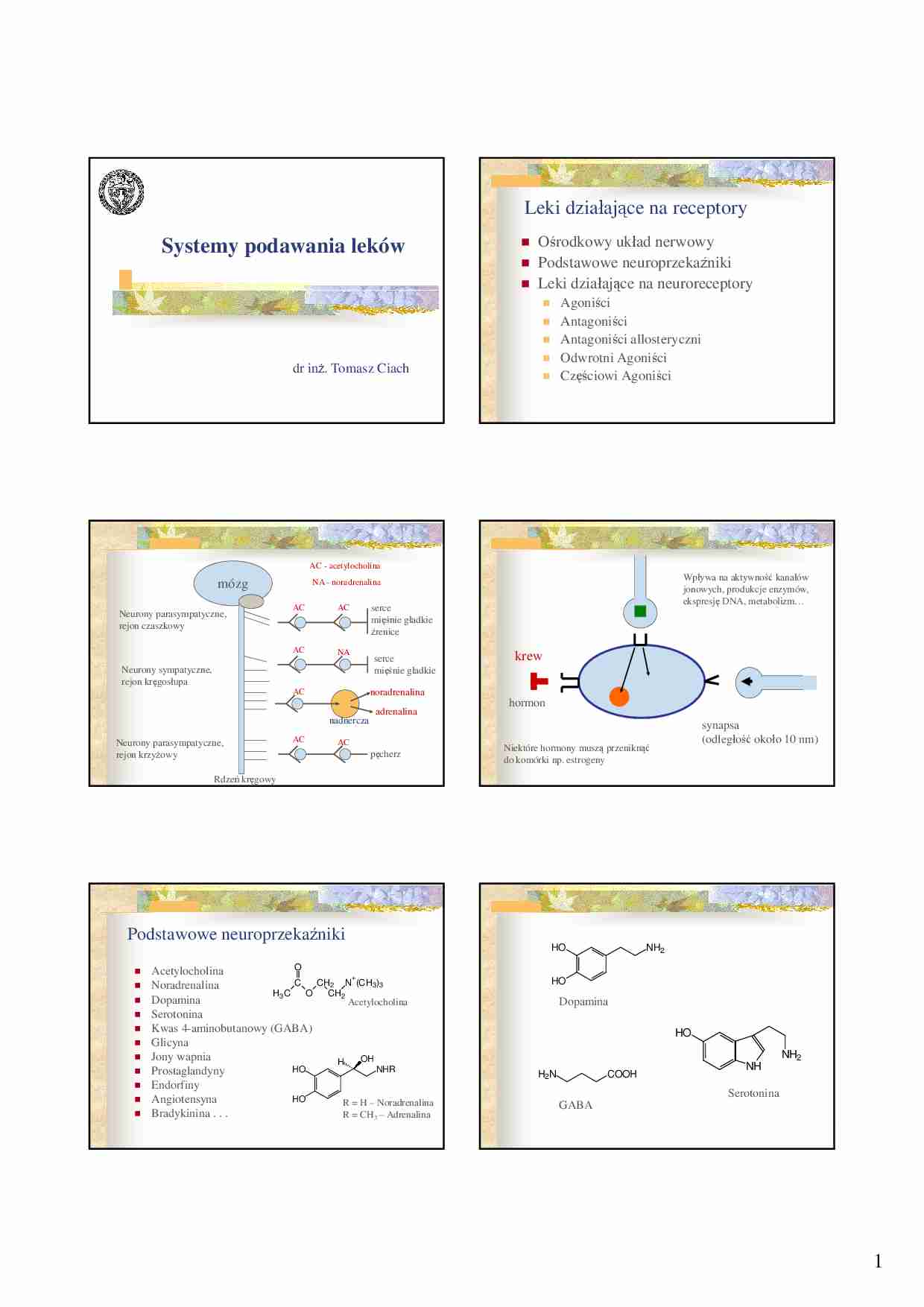 Leki działające na receptory - wykład - strona 1