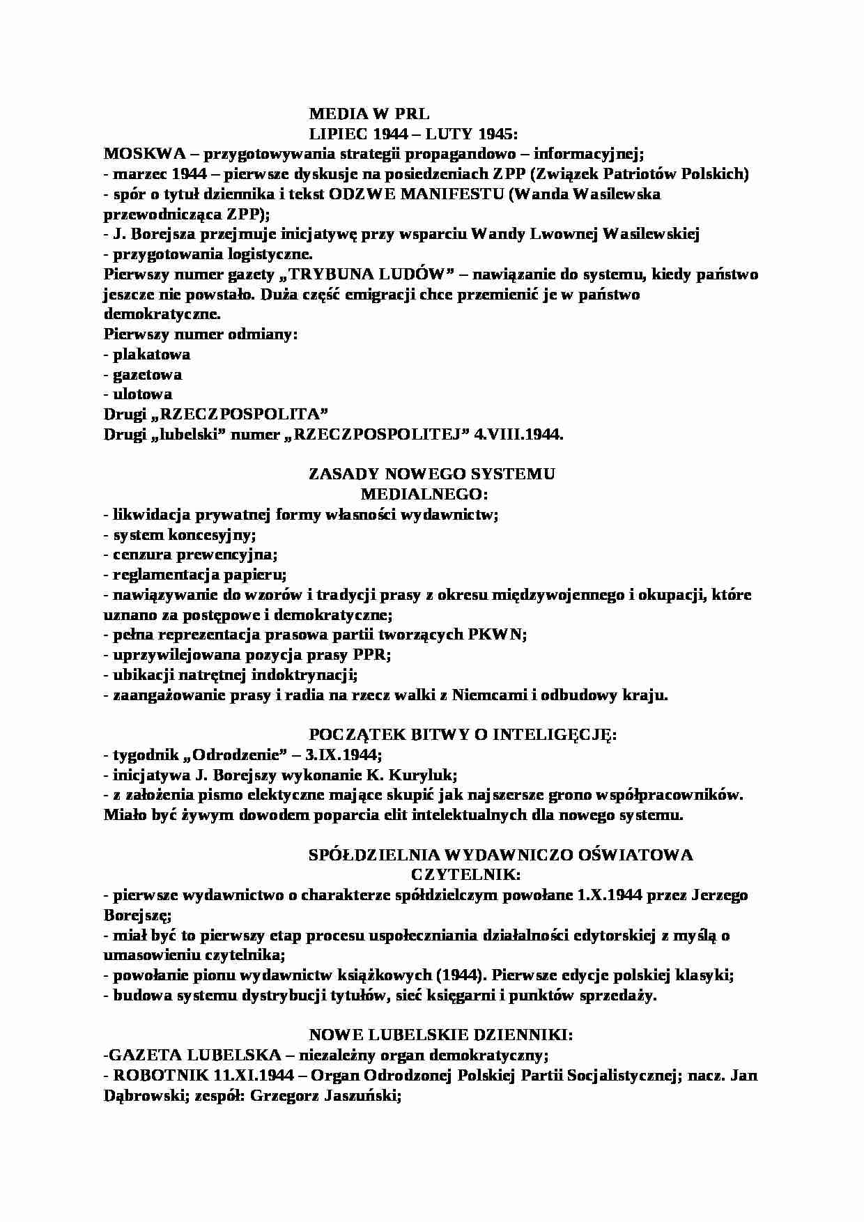 Historia mediów i dziennikarstwa- PRL - strona 1