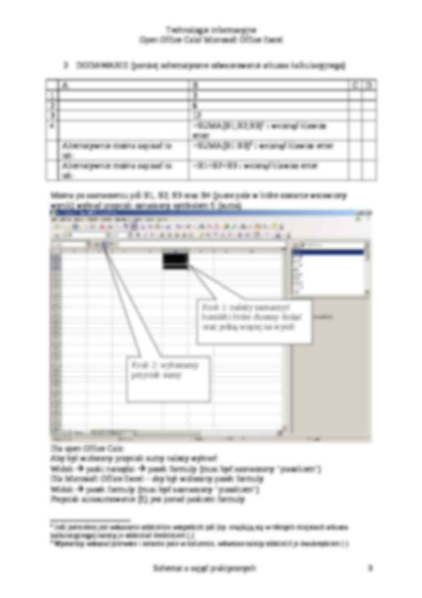Schemat z zajęć praktycznych nr 2 wykorzystanie Excela i Calca - strona 3