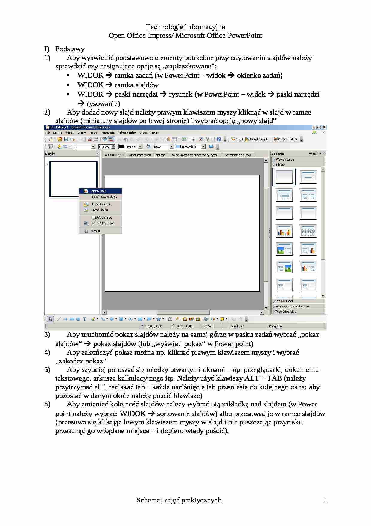 Schemat z zajęć praktycznych nr 3 wykorzystanie Impressa i PowerPointa - strona 1