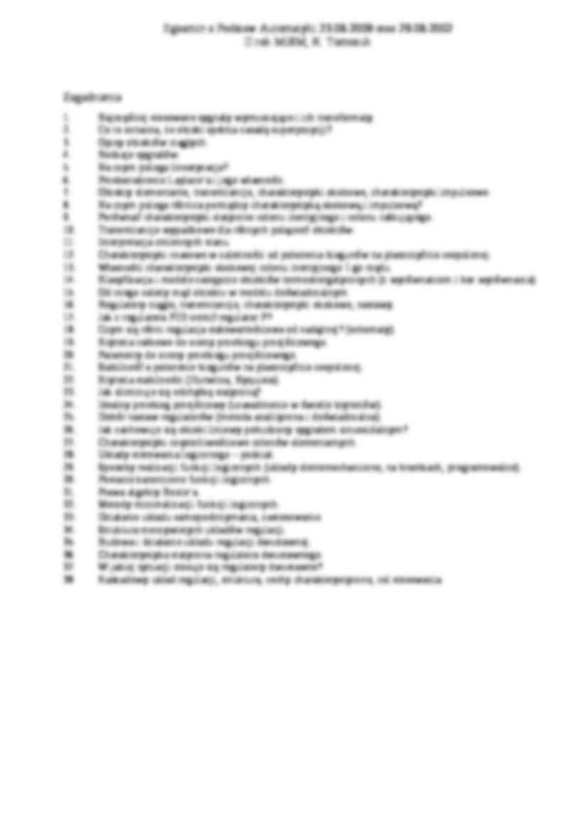 Podstawy automatyki-tematy do egzaminu - strona 2