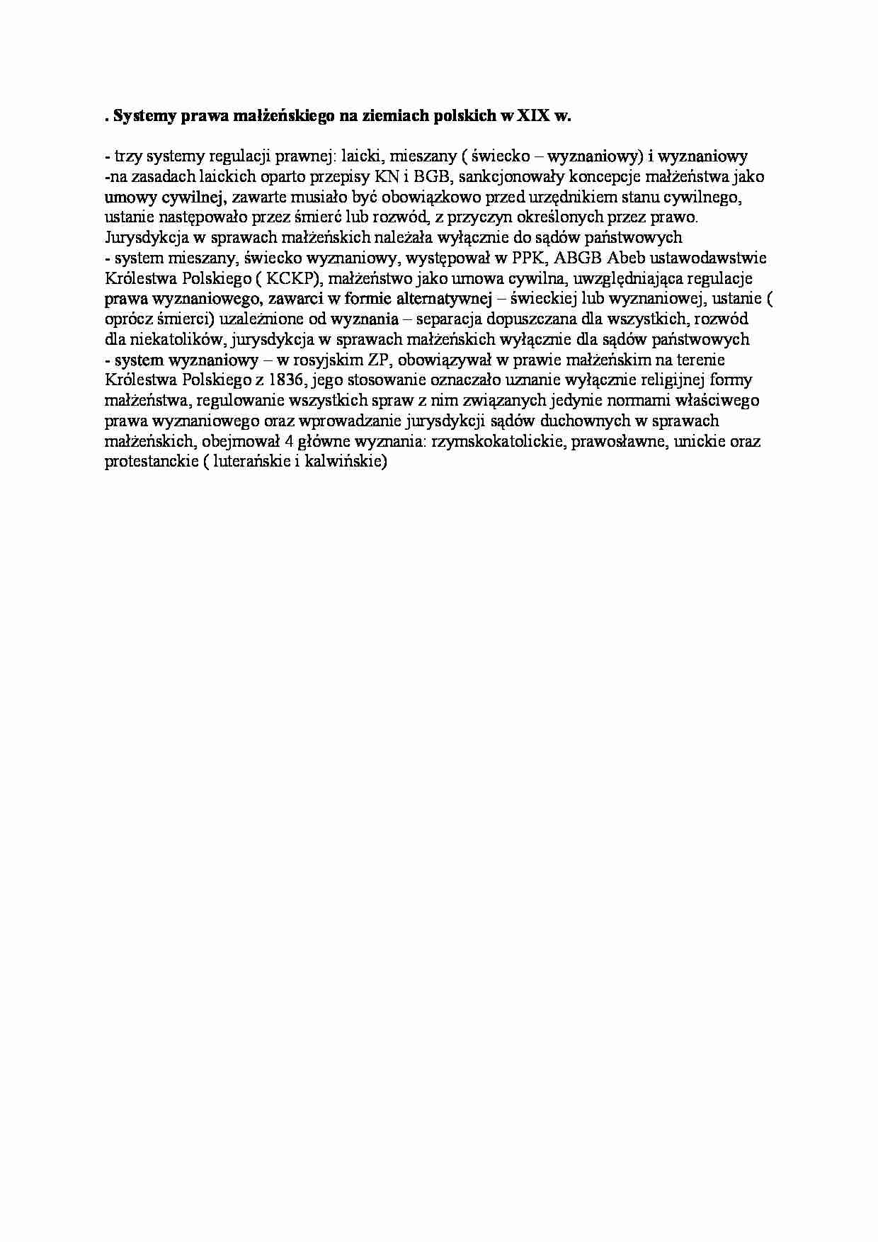 Systemy prawa małżeńskiego na ziemiach polskich w XIX wieku - strona 1