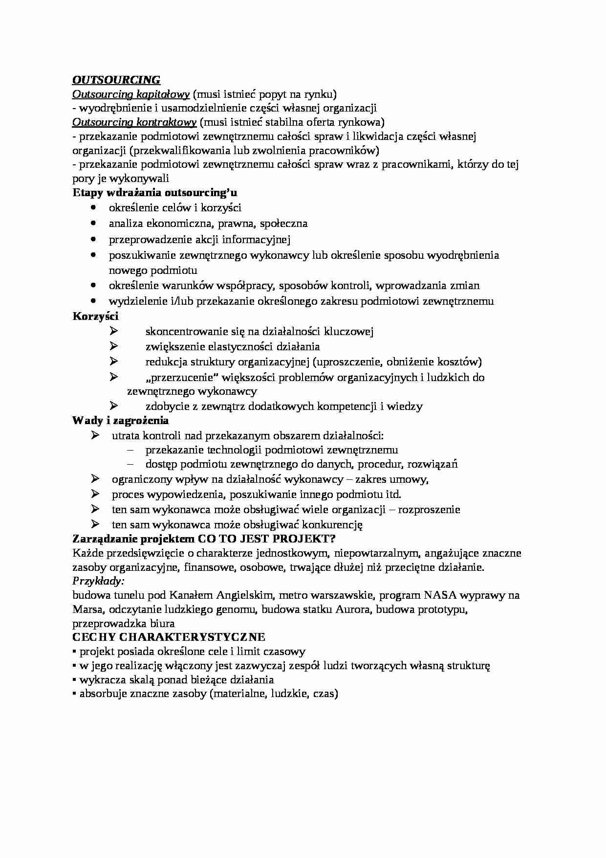 Outsourcing - omówienie - Struktura organizacyjna - strona 1