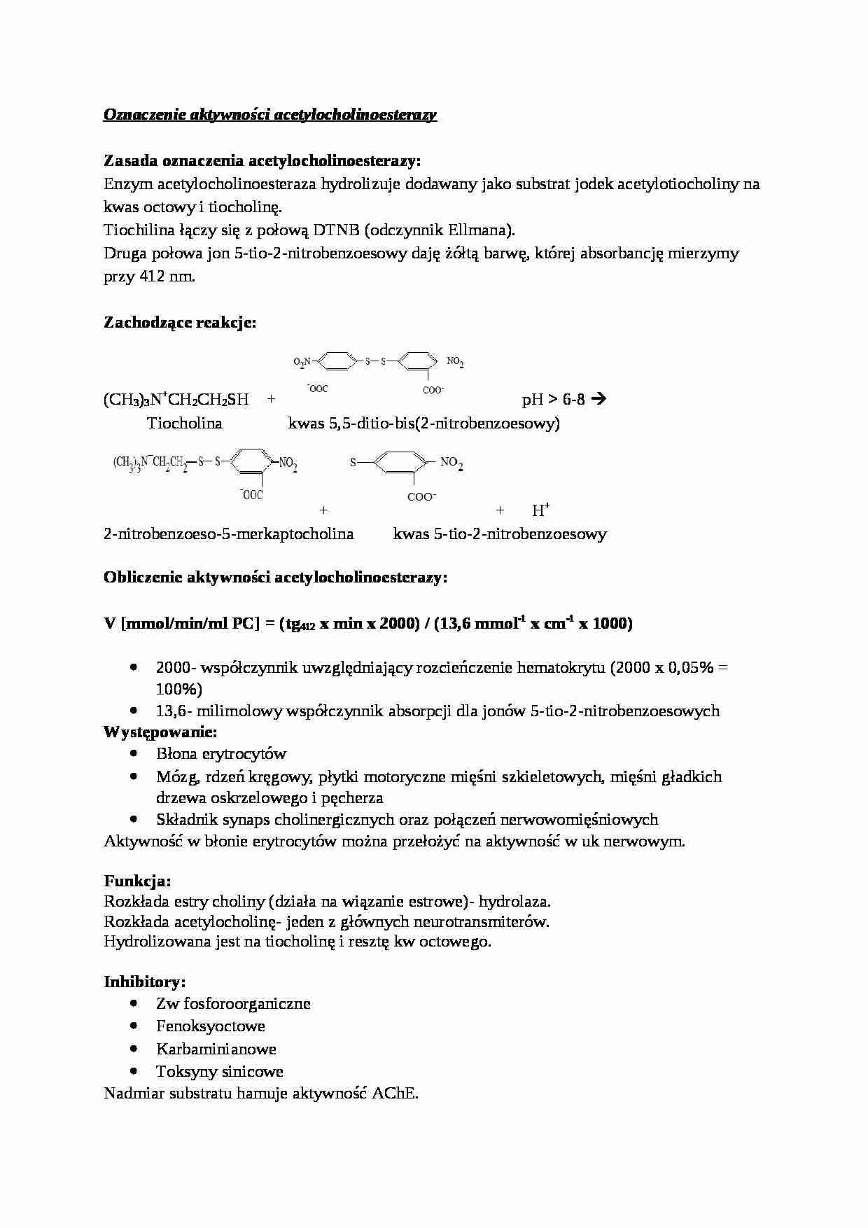  Oznaczenie aktywności acetylocholinoesterazy - omówienie - strona 1