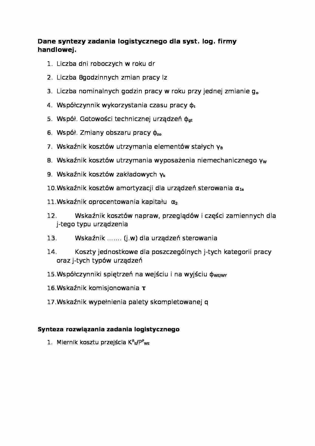Kształtowanie systemów logistycznych - pyt. 3 i 4 - strona 1