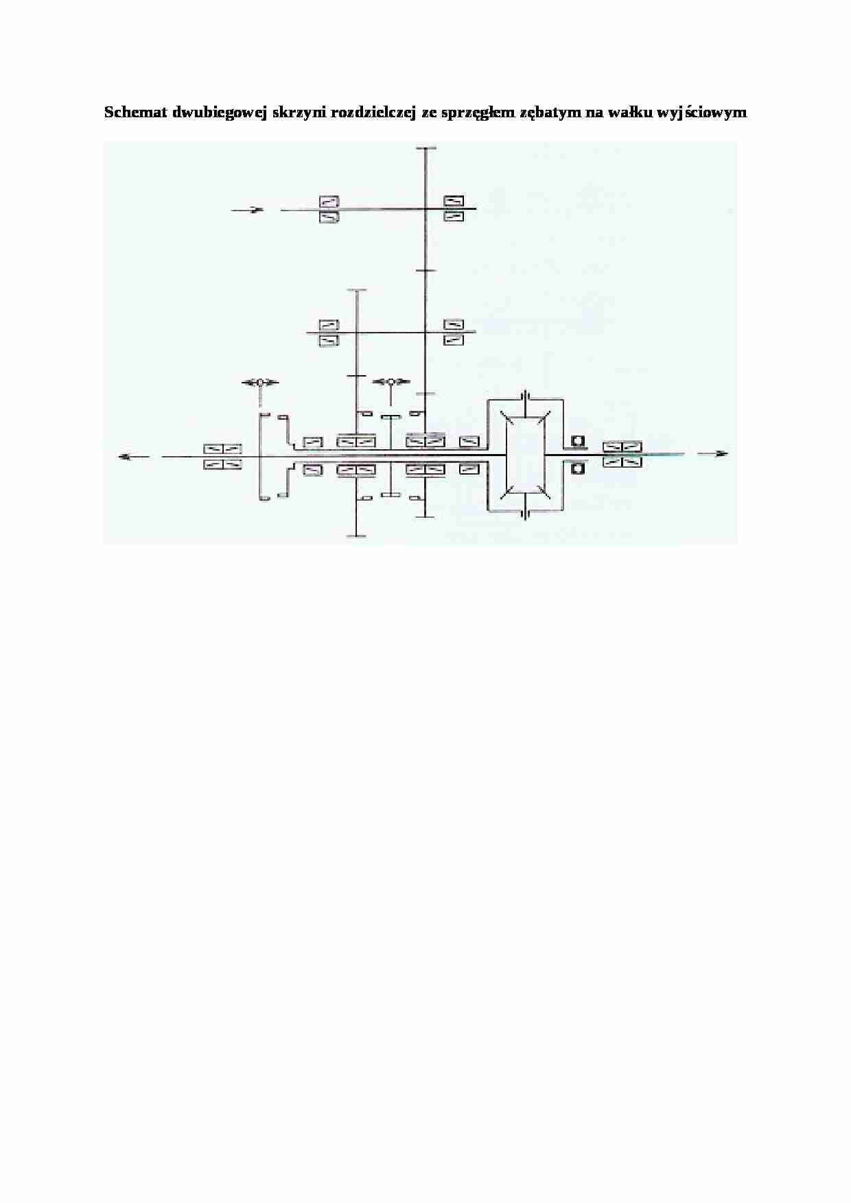 Schemat dwubiegowej skrzyni rozdzielczej ze sprzęgłem zębatym na wa_ku wyj_ciowym - strona 1