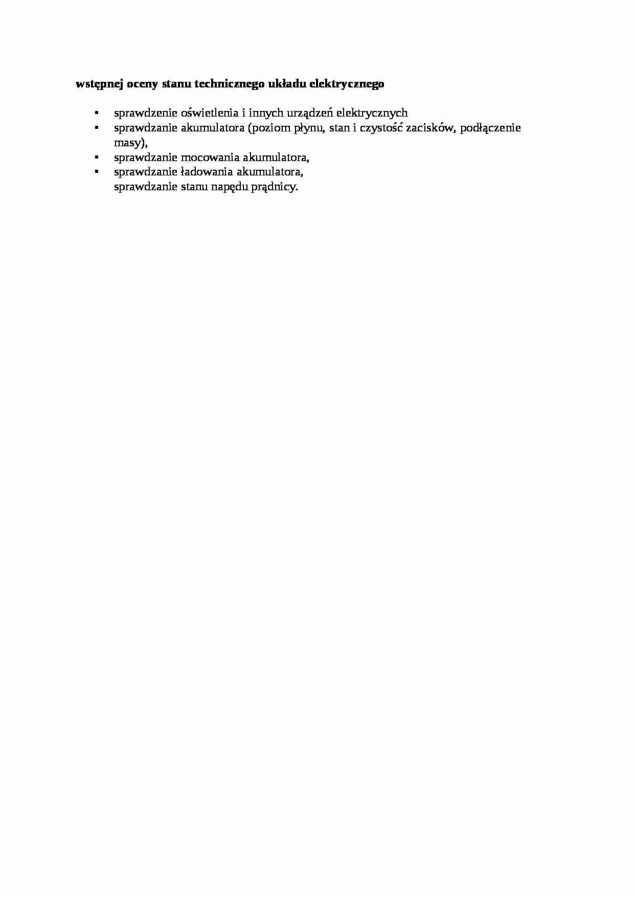 Wstępnej oceny stanu technicznego układu elektrycznego - strona 1