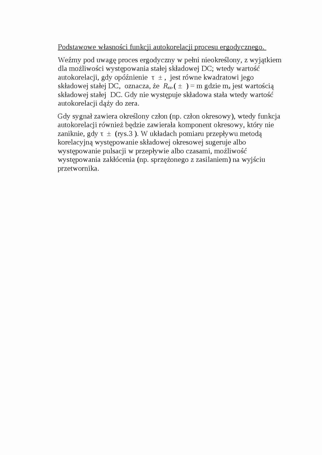 Podstawowe własności funkcji autokorelacji procesu ergodycznego - strona 1
