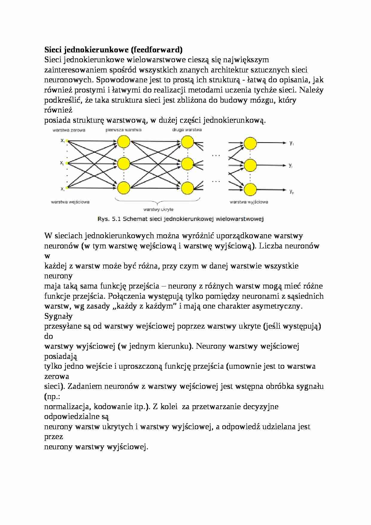 Sieci jednokierunkowe (feedforward) - strona 1