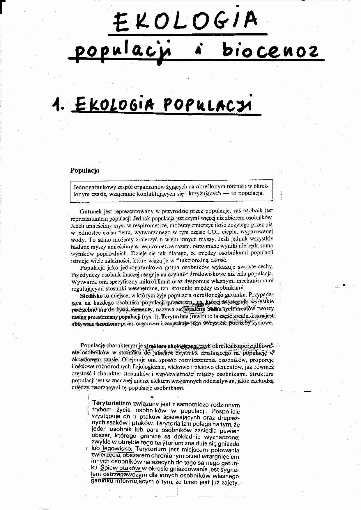  Ekologia populacji i biocenoz-opracowanie - strona 1