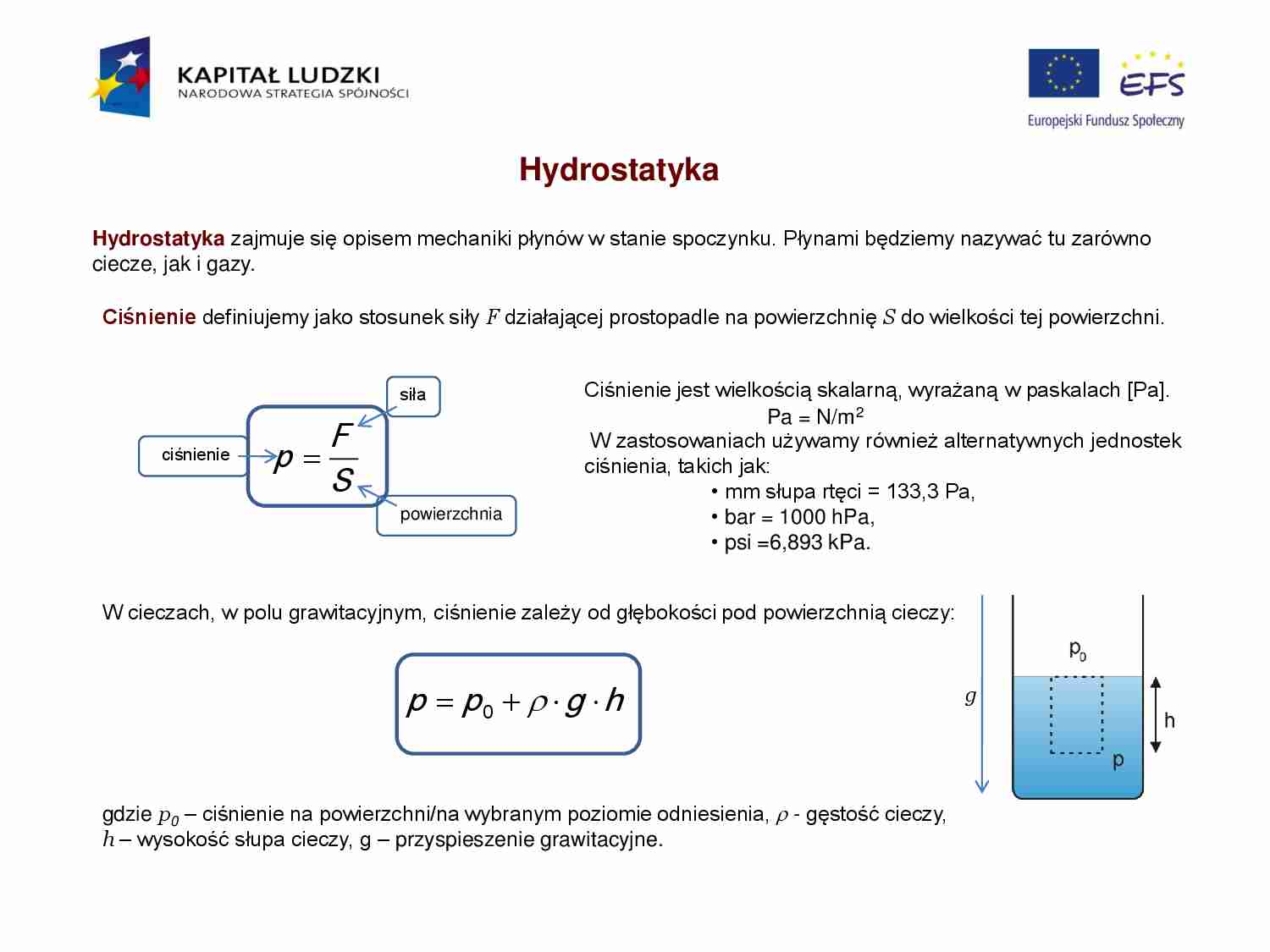 Hydrostatyka-opracowanie - strona 1