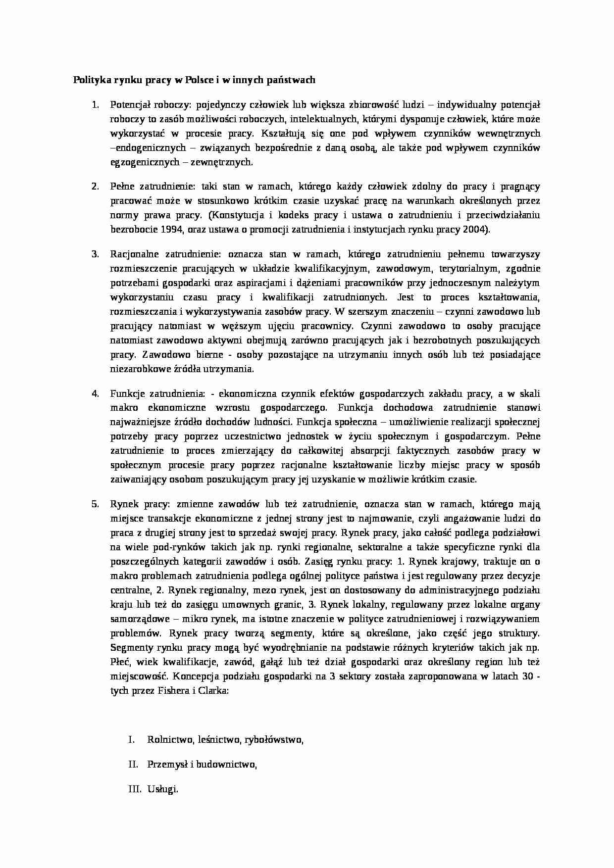 Wykład - Polityka rynku pracy w Polsce i w innych państwach - strona 1