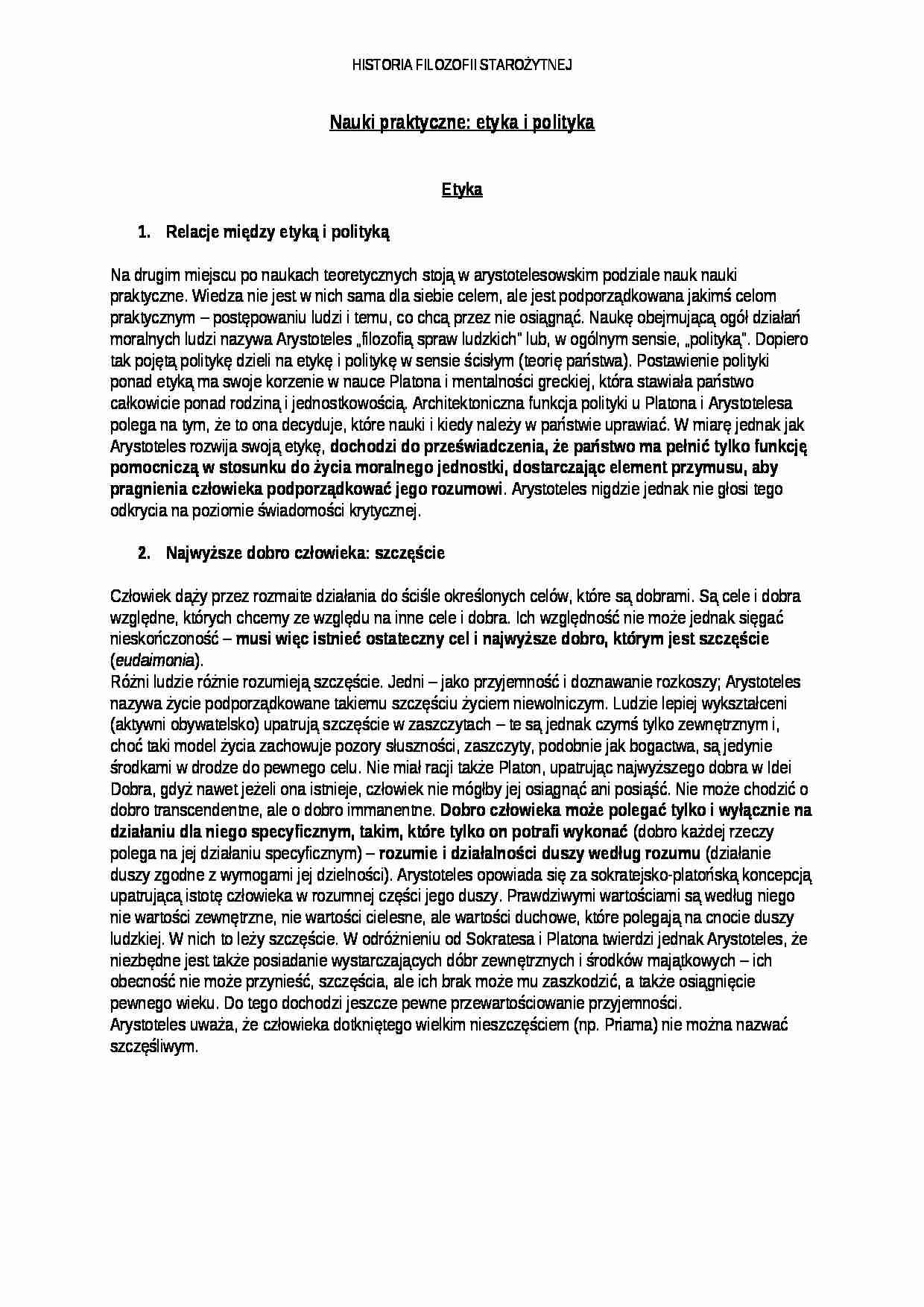 Wykład - Nauki praktyczne - etyka i polityka - strona 1