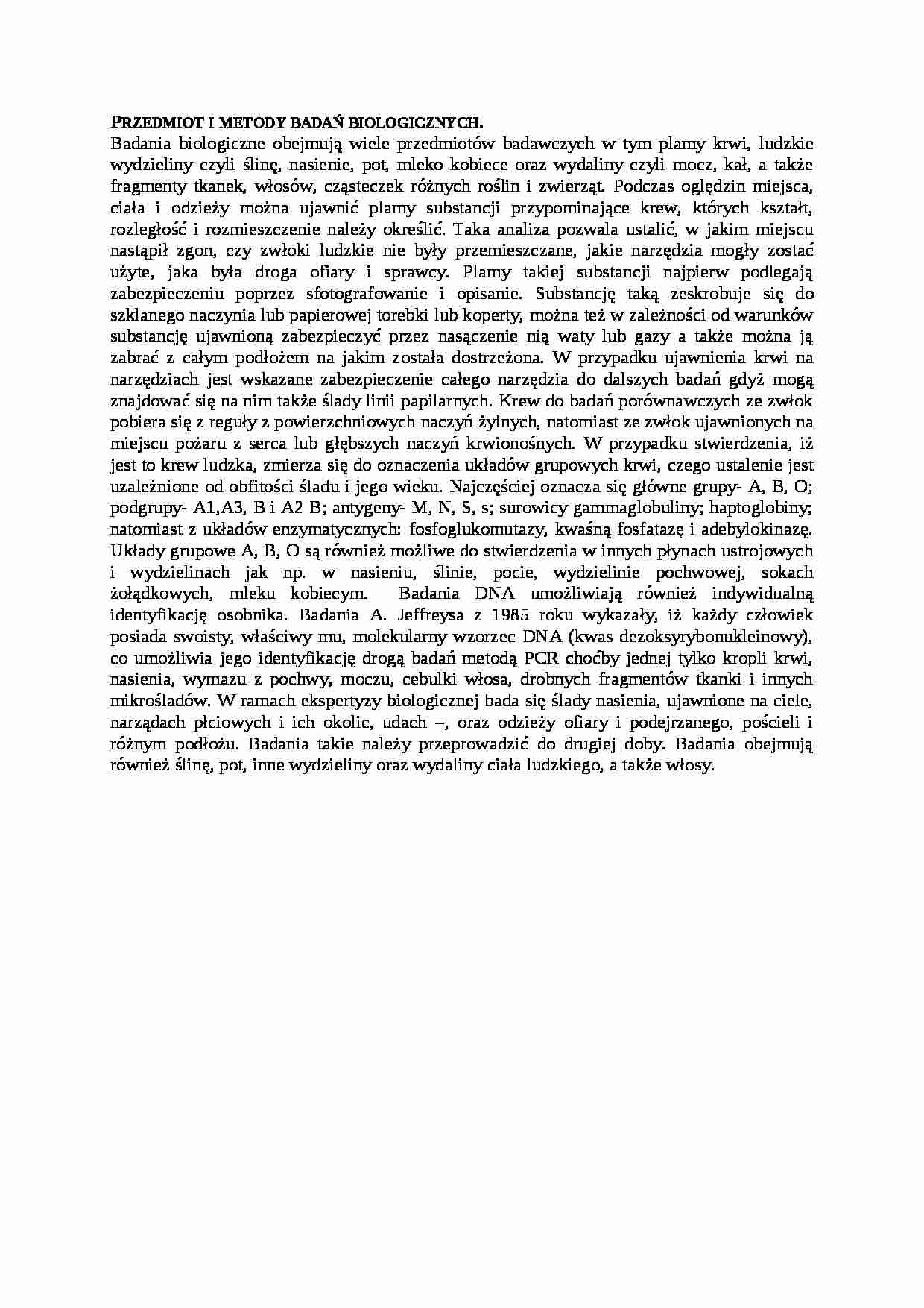 Wykład - Przedmiot i metody badań biologicznych - strona 1