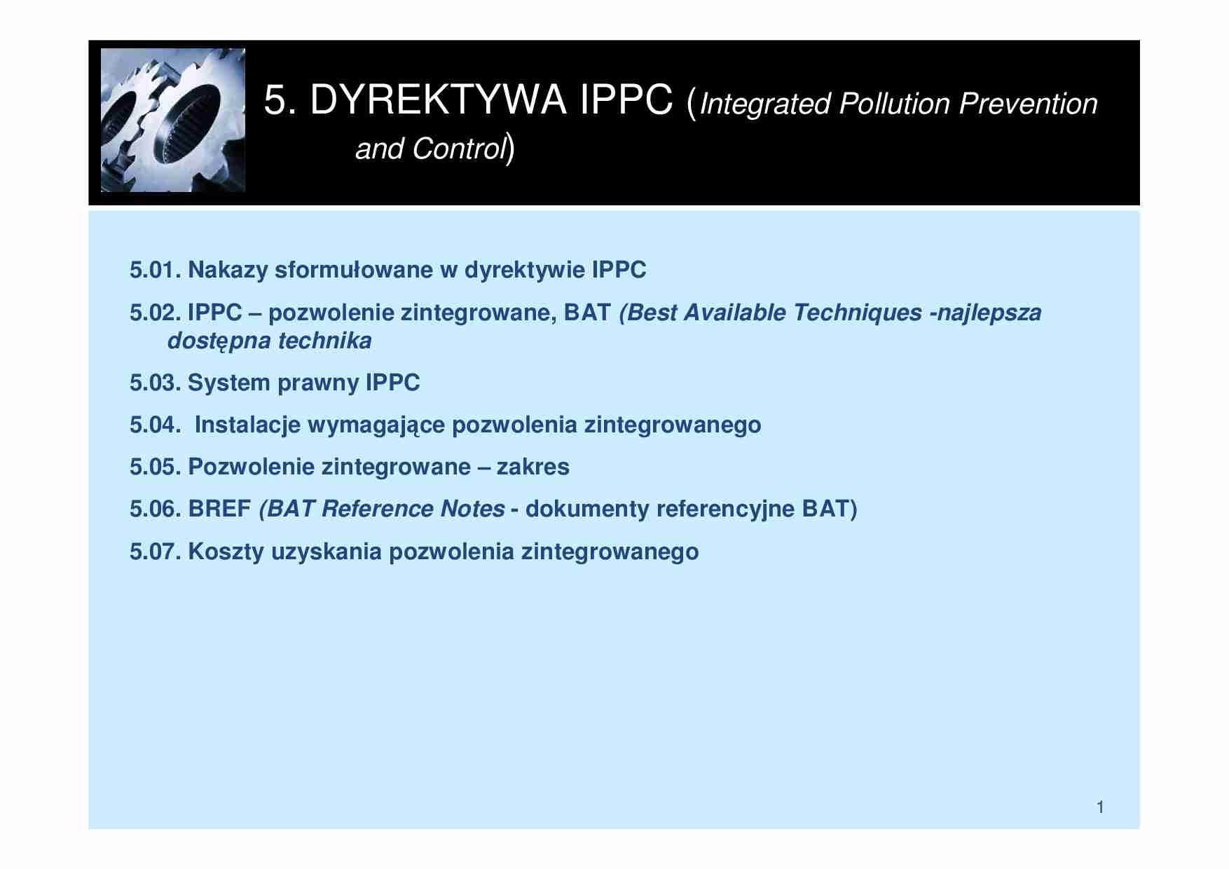 Dyrektywa IPPC- opracowanie - strona 1