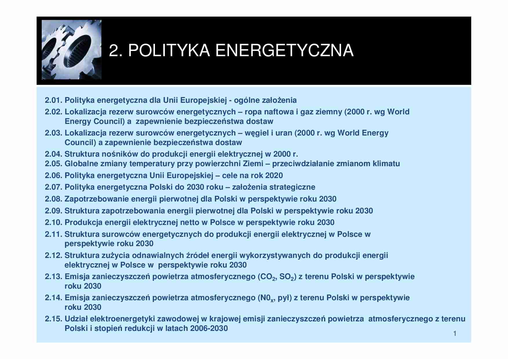 Polityka energetyczna- opracowanie - strona 1