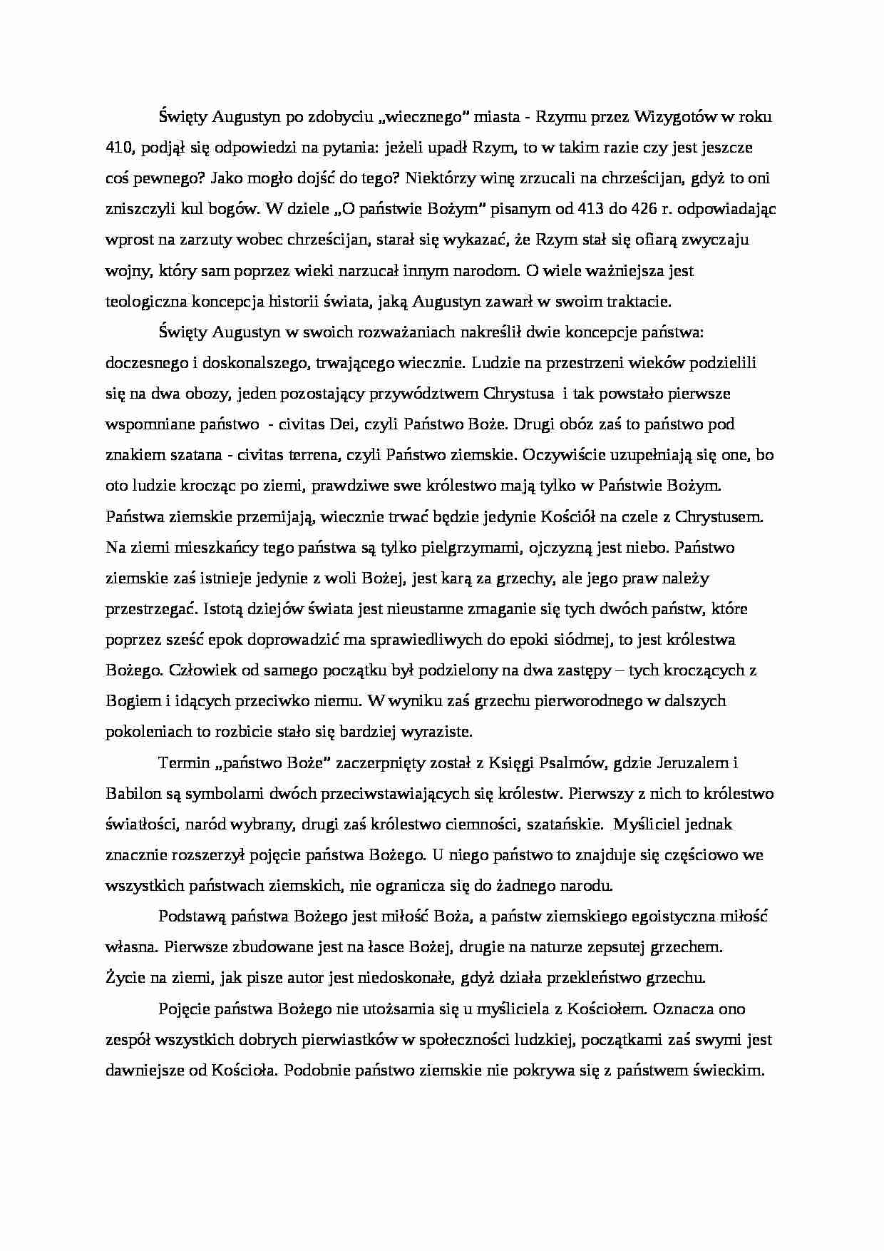 Państwo św. Augustyna- referat - strona 1