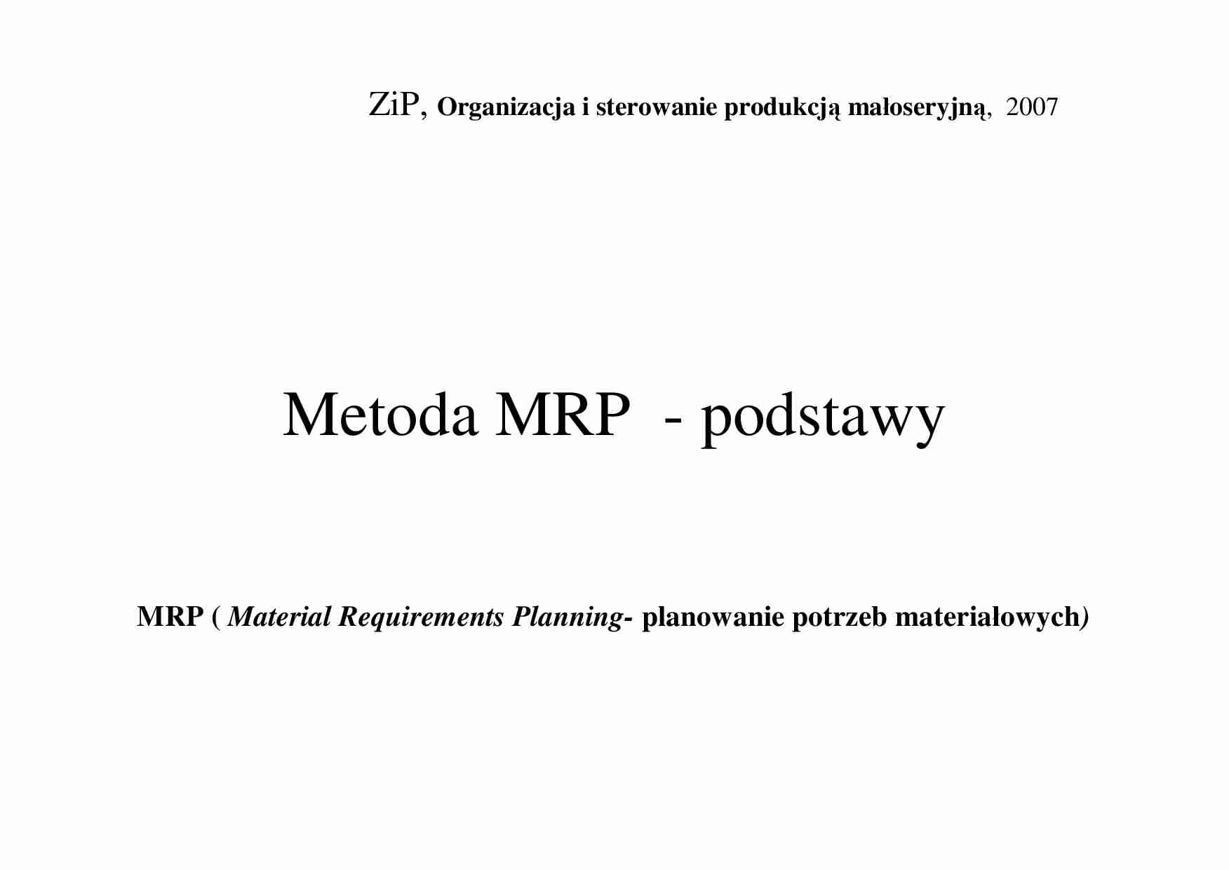 Metoda MRP wykłady - strona 1