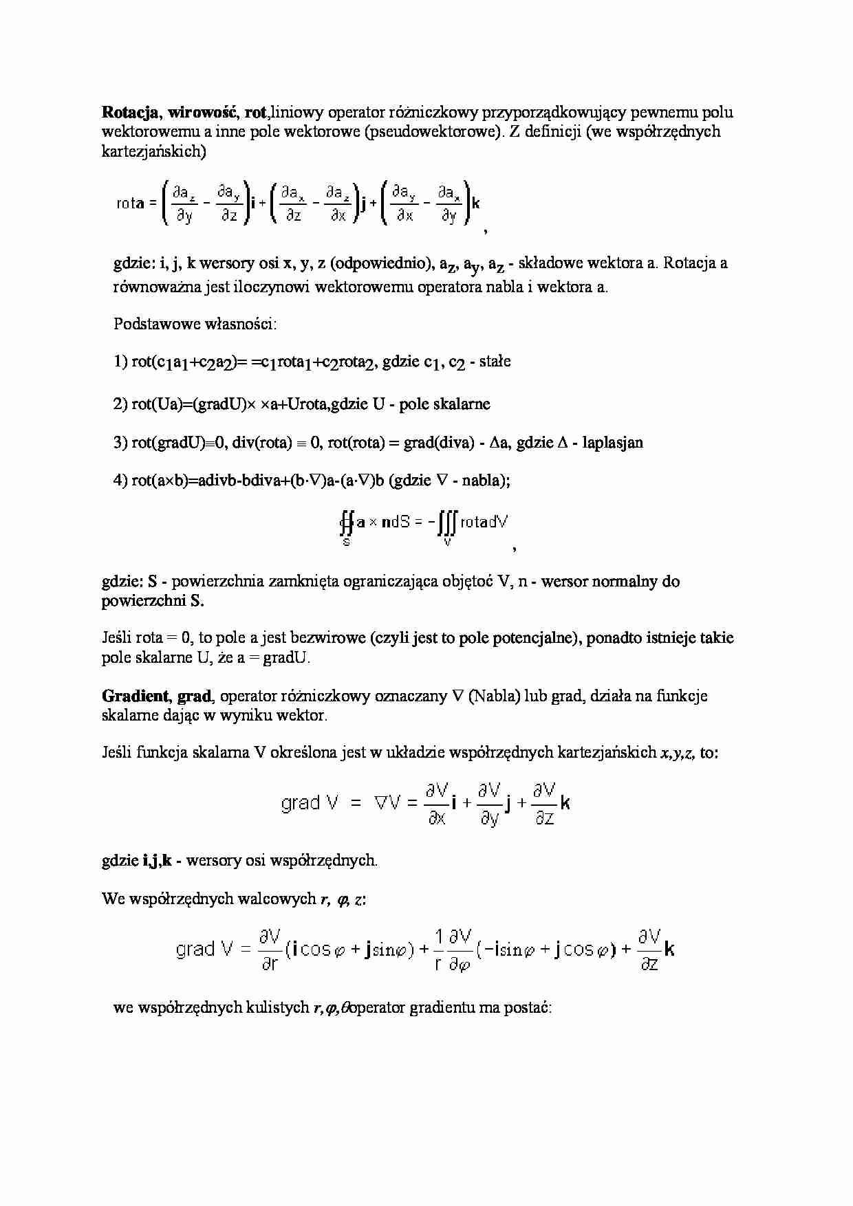 Rotacja i gradient - wykład - strona 1
