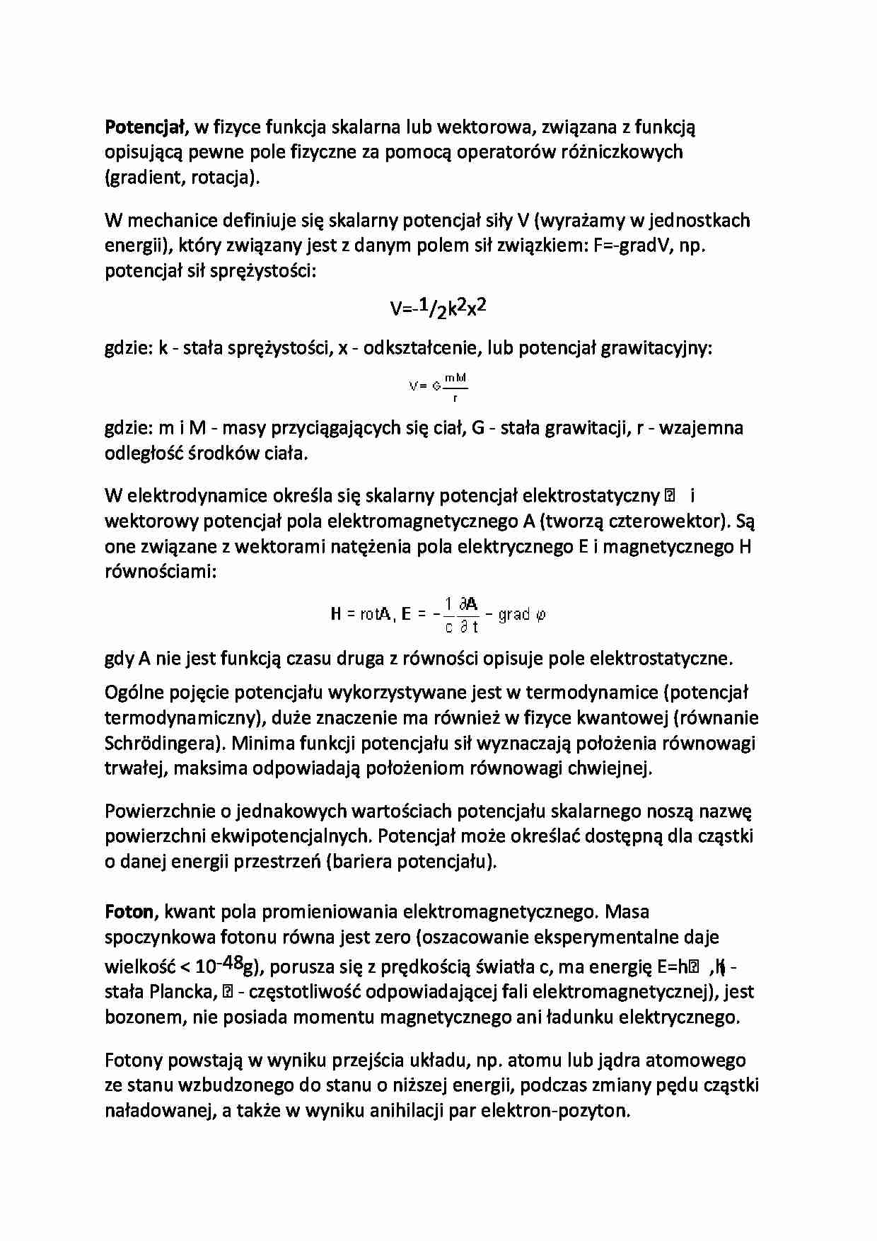 Potencjał i foton - wykład - strona 1