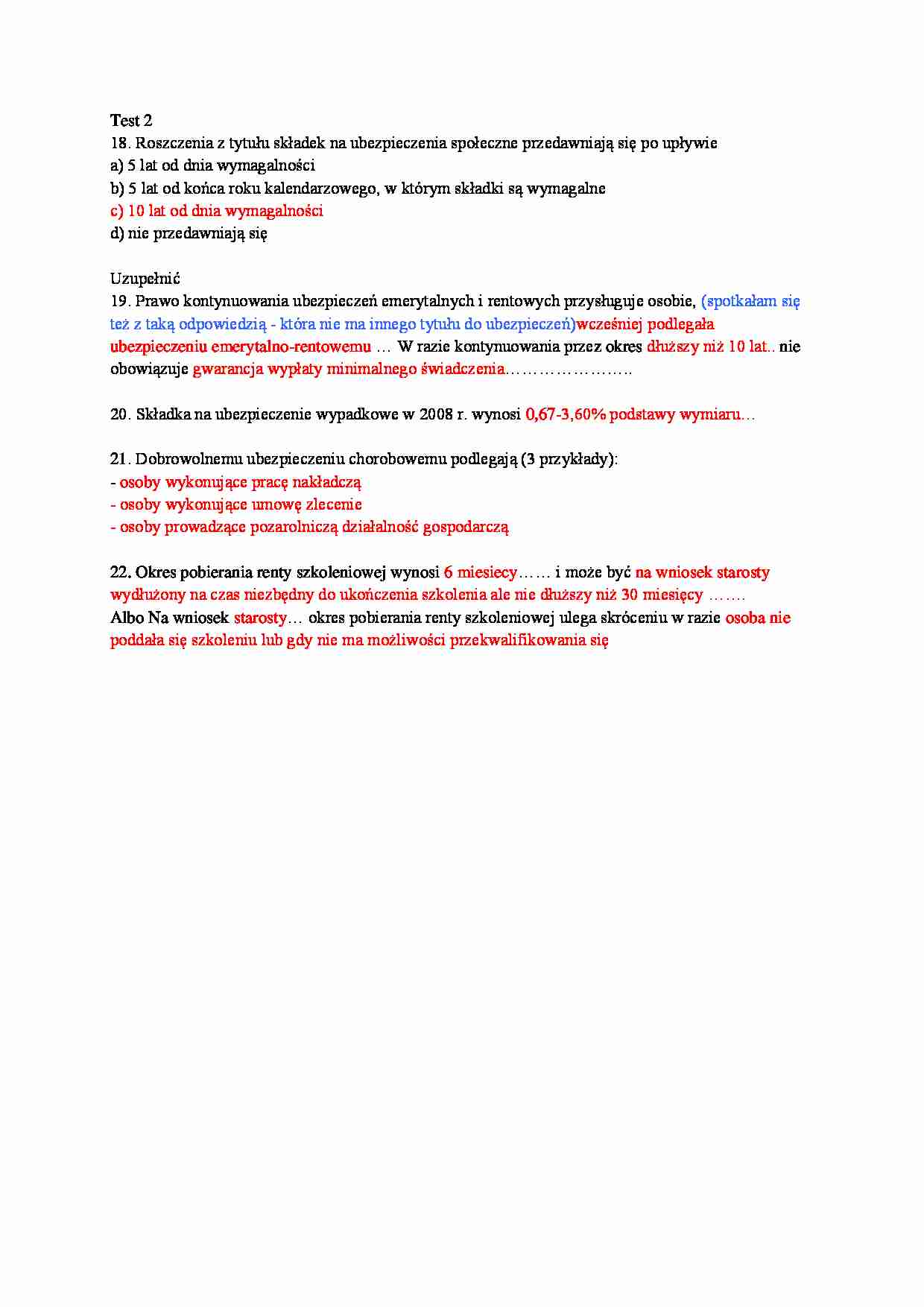Prawo pracy - przykładowy test 10 - strona 1