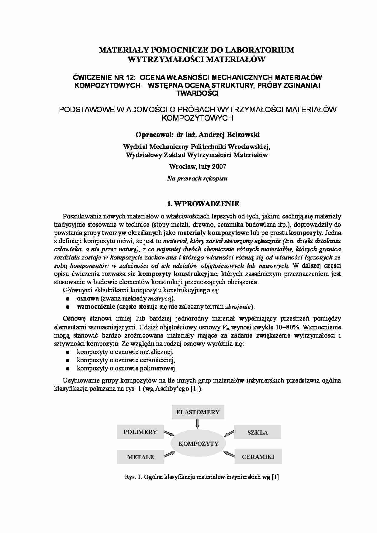 OCena własności mechanicznej materiałów - laboratorium - strona 1