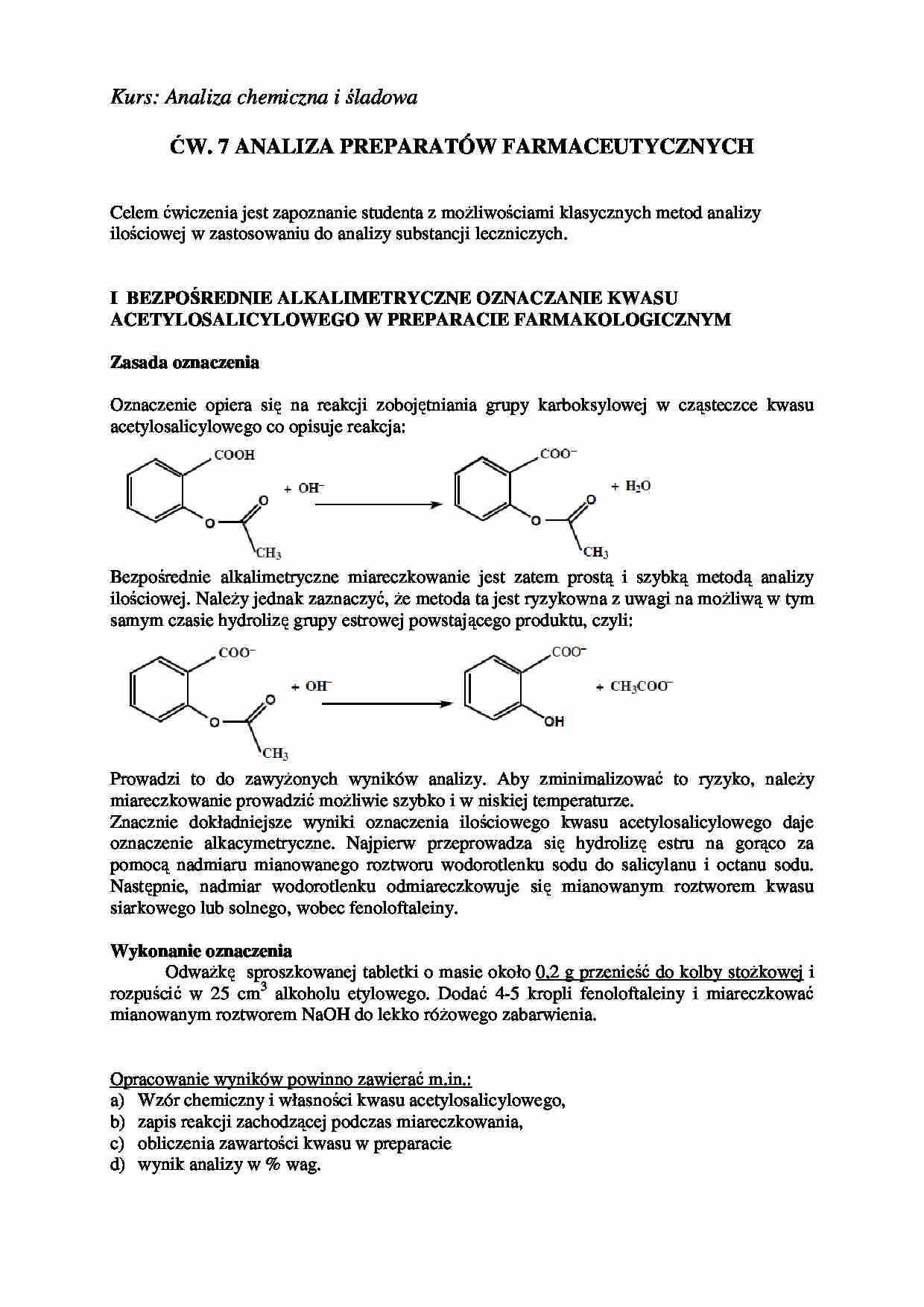 analiza chemiczna i śladowa - wykład - strona 1