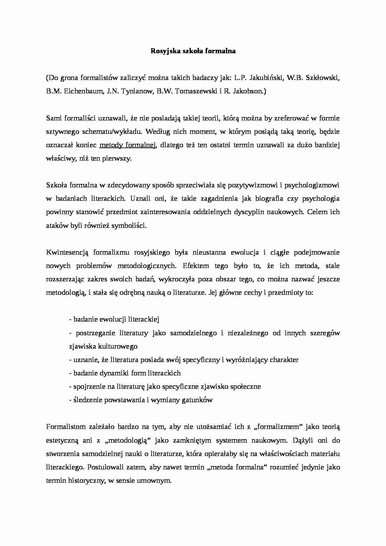 Rosyjska szkoła formalna - wykład - strona 1