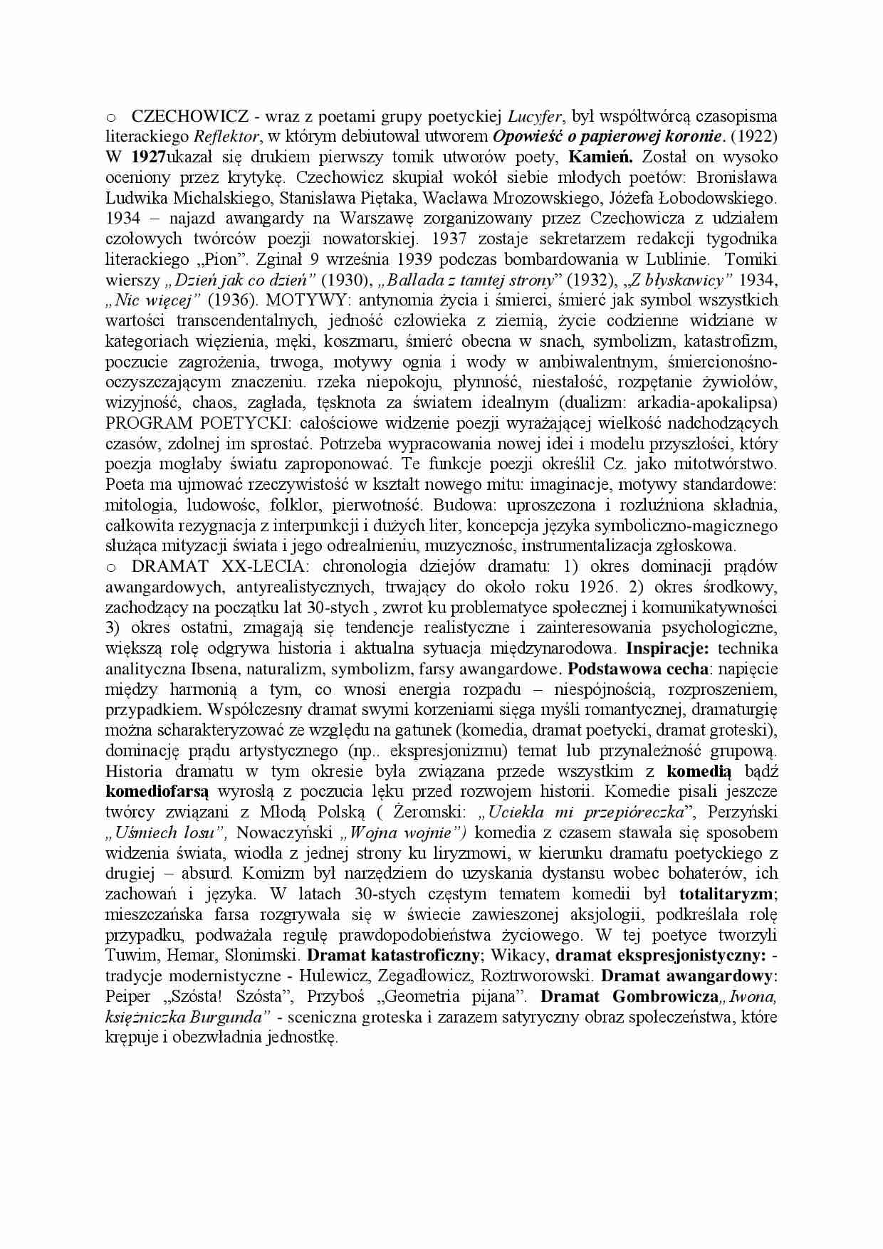 Czechowicz - twórczość - wykład - strona 1