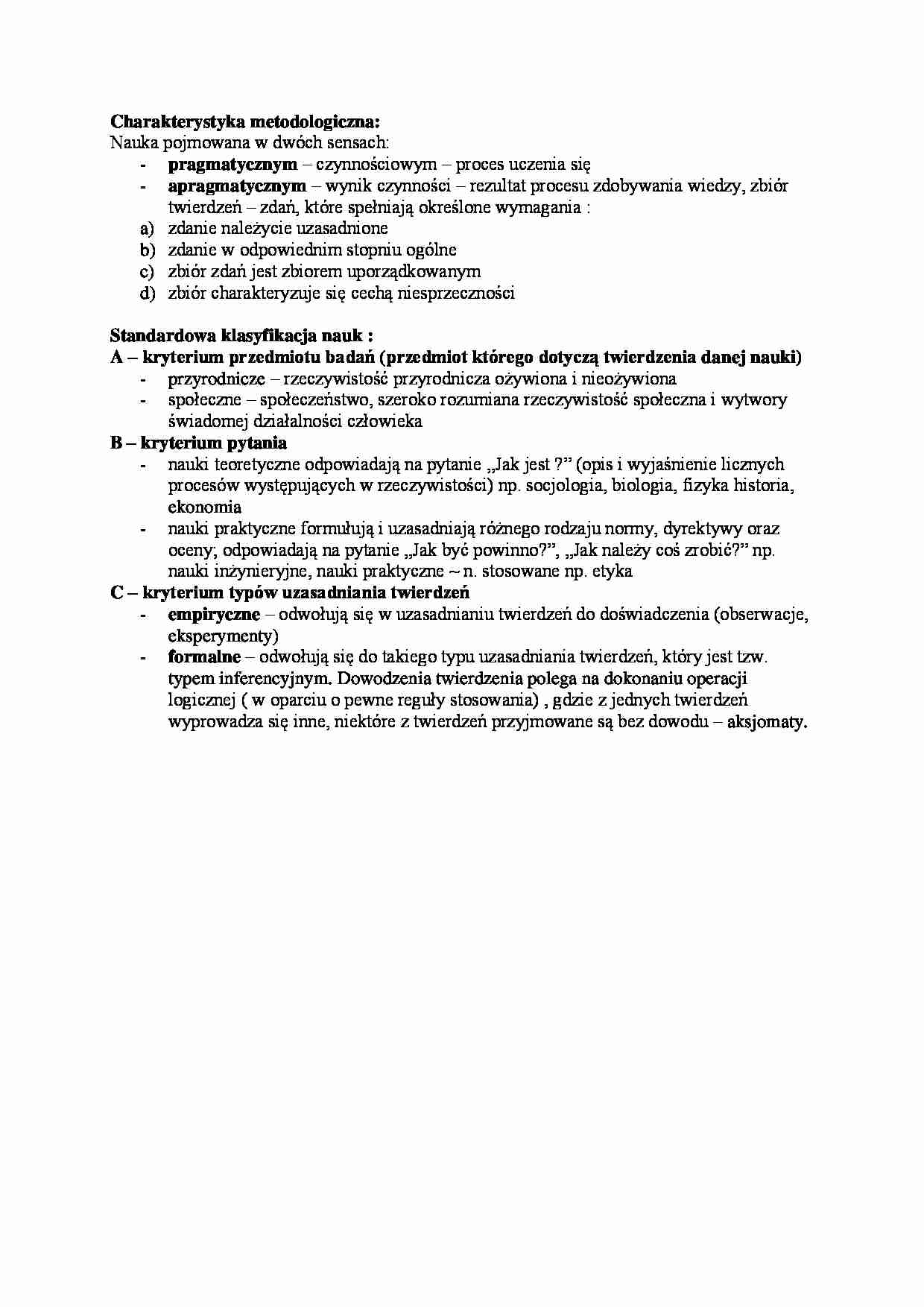 Charakterystyka metodologiczna - wykład - strona 1