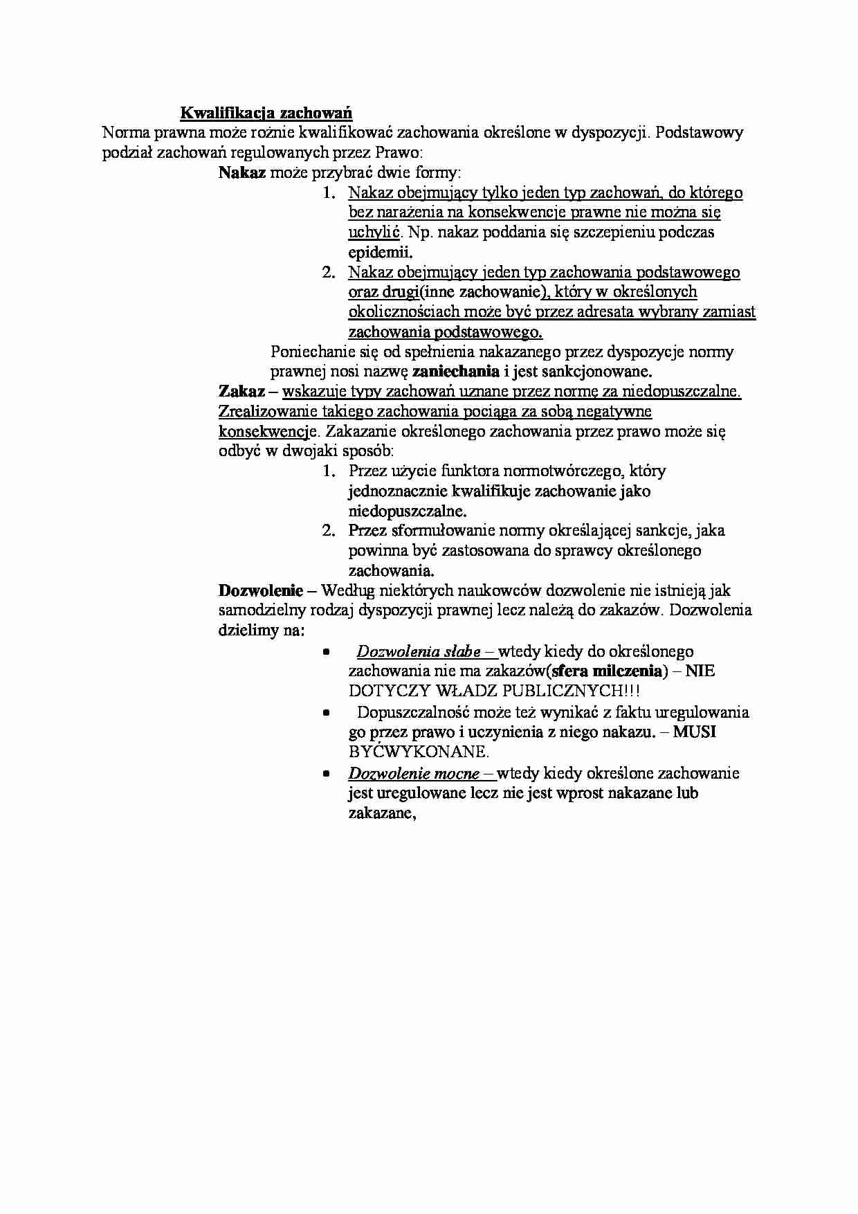 Kwalifikacja zachowań - wykład - strona 1