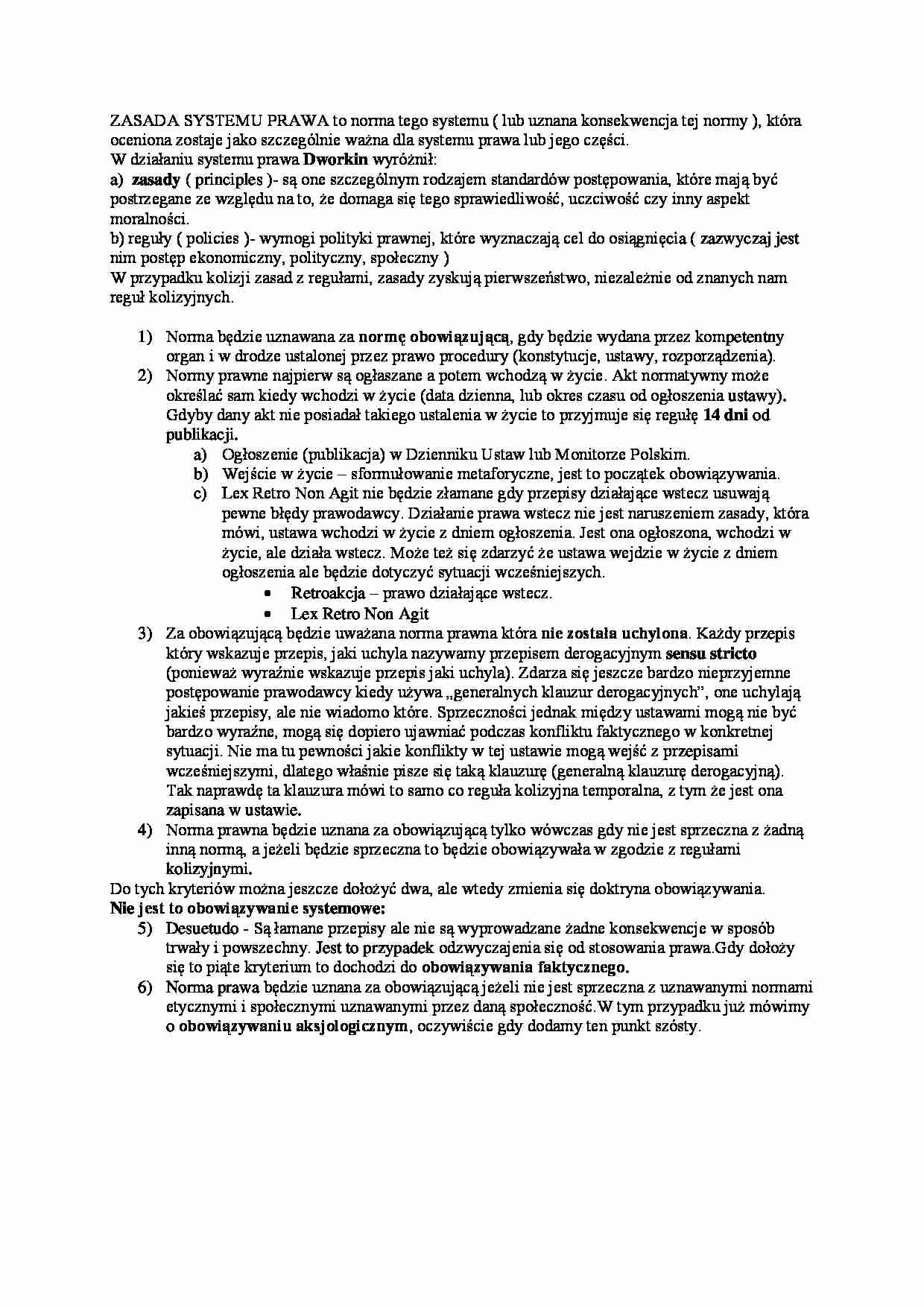 System prawa - Dworkin - wykład - strona 1