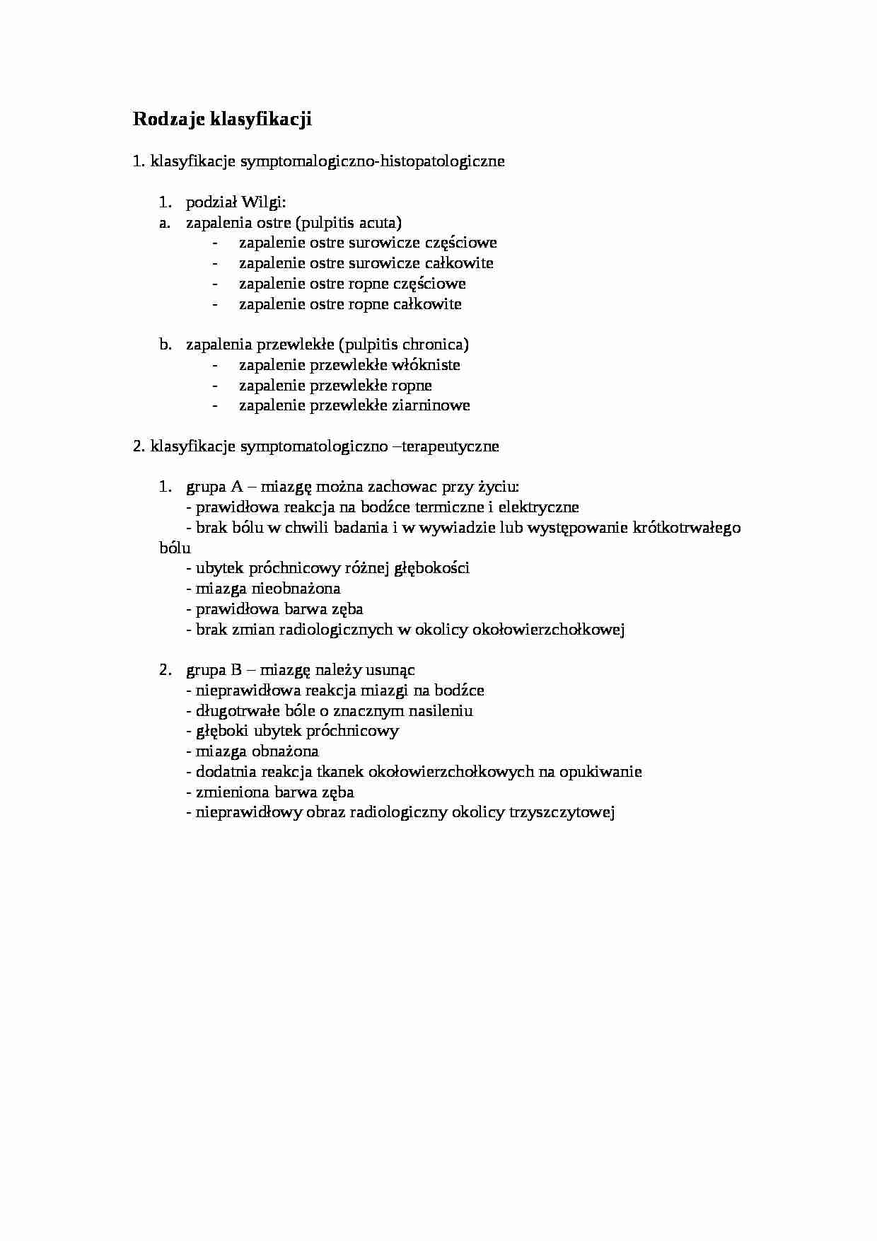 Rodzaje klasyfikacji medycznych - wykład - strona 1