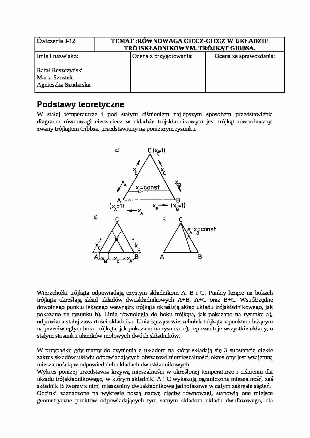 trójkąt Gibbsa - omówienie - strona 1