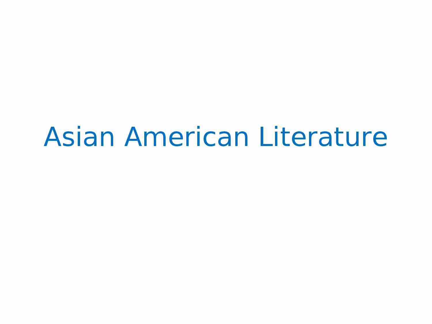 Asian American Literature - strona 1