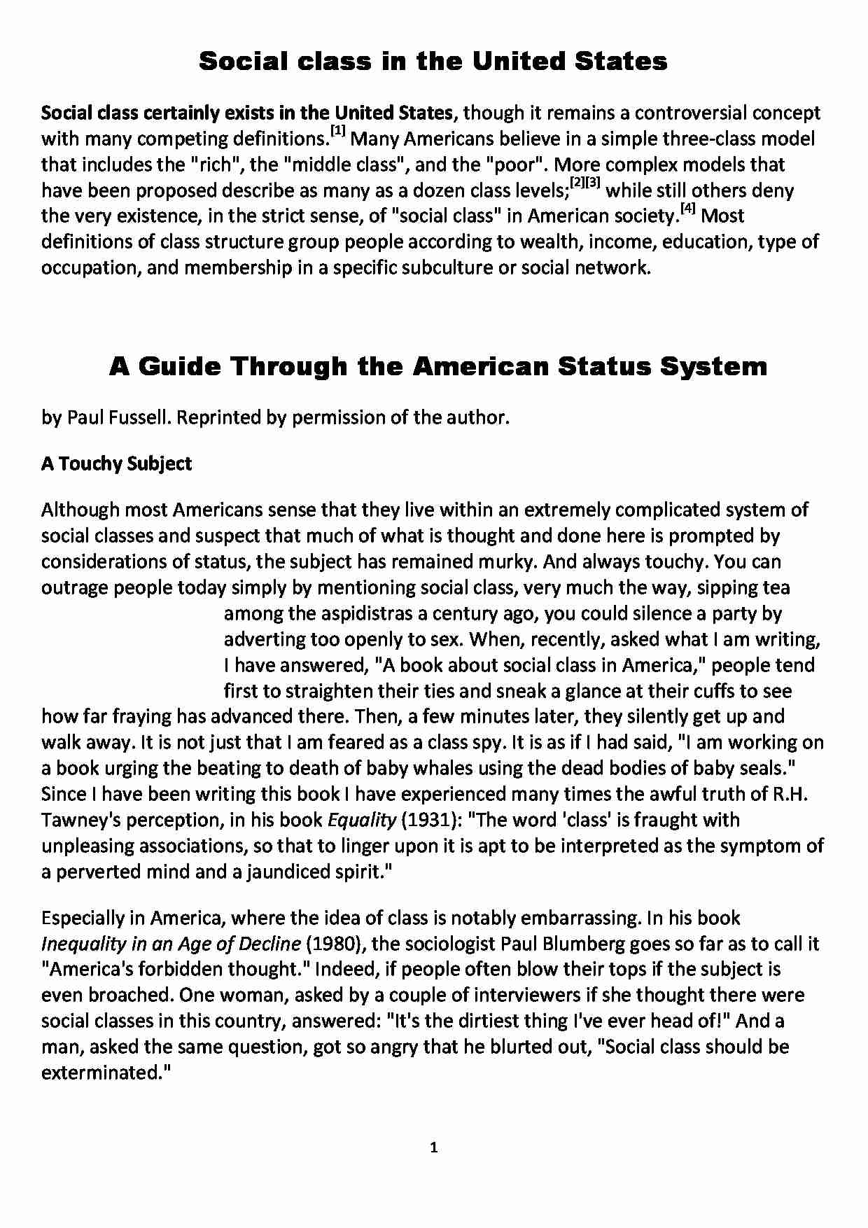 Social class in the United States-opracowanie - strona 1