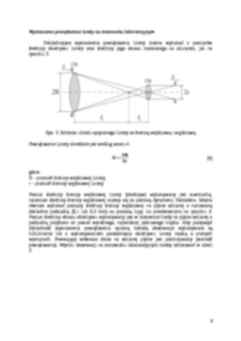 Określanie parametrów użytkowych lunety geodezyjnej-opracowanie - strona 3