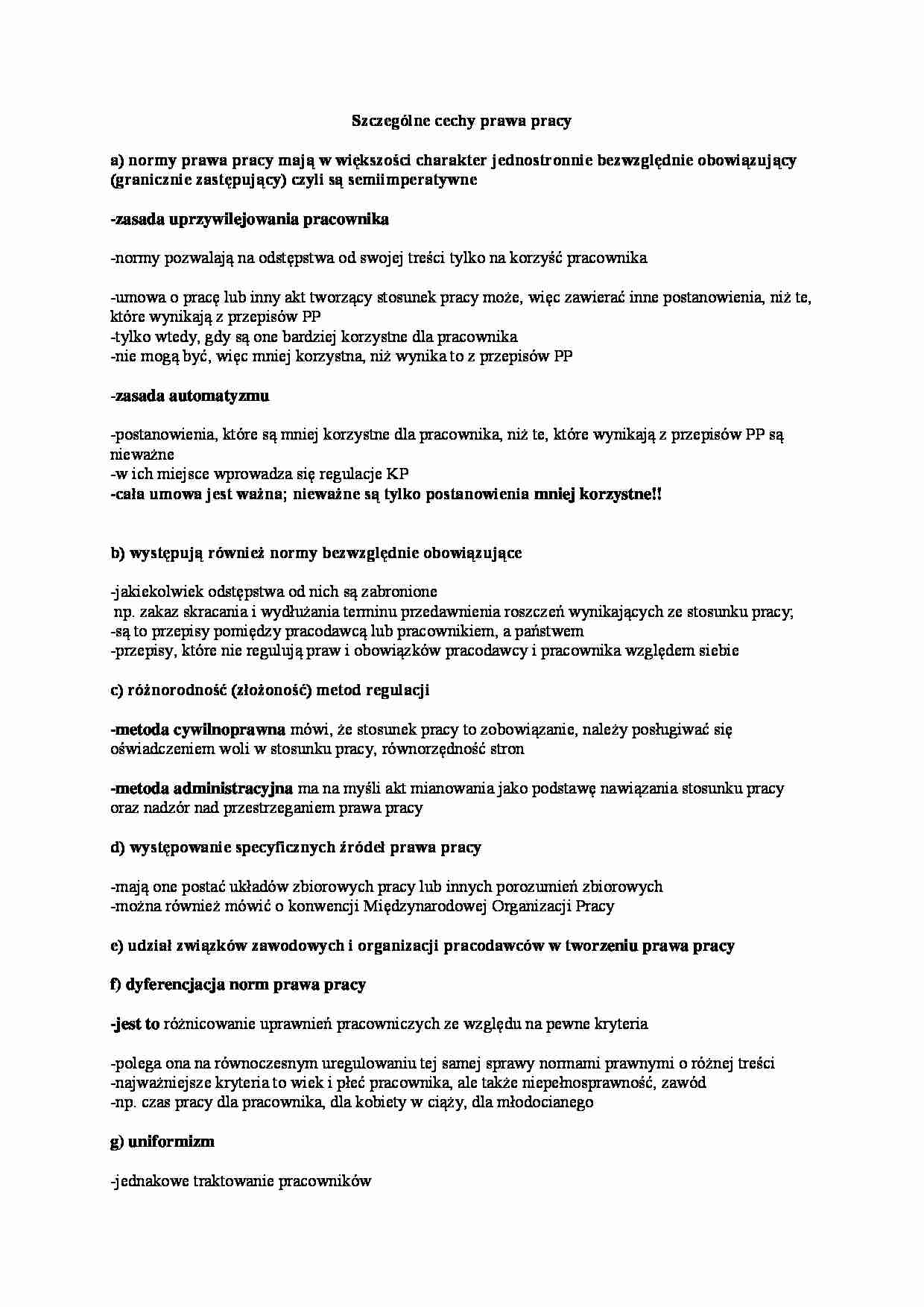 Szczególne cechy prawa pracy - strona 1